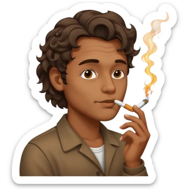 Indian brown guy with side fade wavy hair style, smoking cigarette sticker
