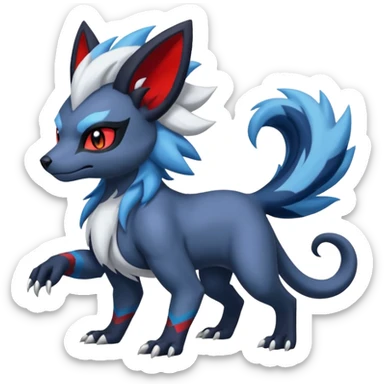 Exotic colorful cool handsome elemental exotic Zorua-Absol-Salandit-fusion (full body) sticker