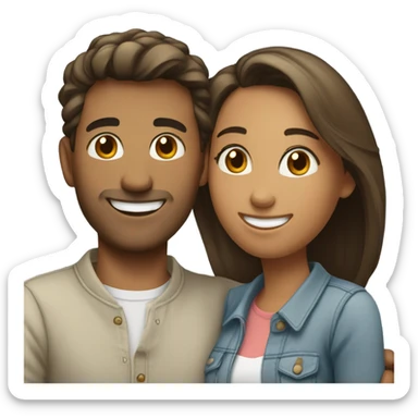 happy couple in casual attire sticker