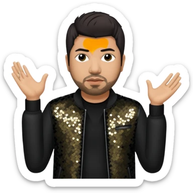 Chino Moreno from Deftones with dark brown hair, light skin, black sequin outfit sticker