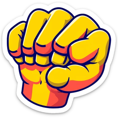strong muscular fist with bright colors floating sticker