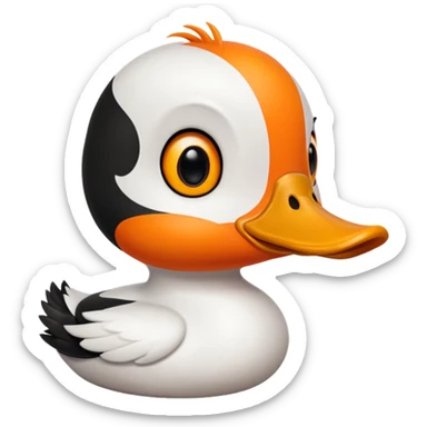 orange whit duck beak and black dot eyes cartoon style sticker