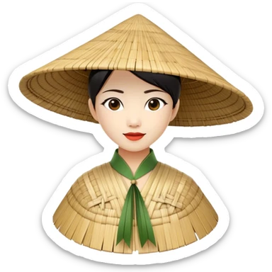 ​Cinematic Realistic Traditional Vietnamese Nón Lá, depicted as a delicately crafted conical hat made of bamboo and palm leaves with subtle texture and natural wear, evoking authentic cultural heritage, please show the hat only sticker