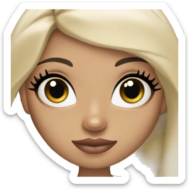 Bratz, bride, black hair, olive skin, hazel almond cat eyes sticker