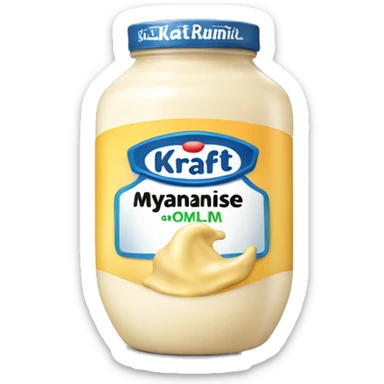 mayonnaise with a label that says kraft and OMLM sticker