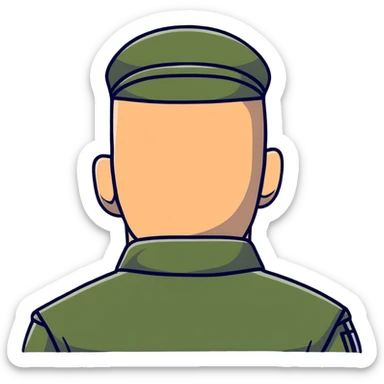 back view of military soldier's head with crew cut sticker