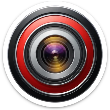 A simple camera lens, apple emoji style, top view sticker
