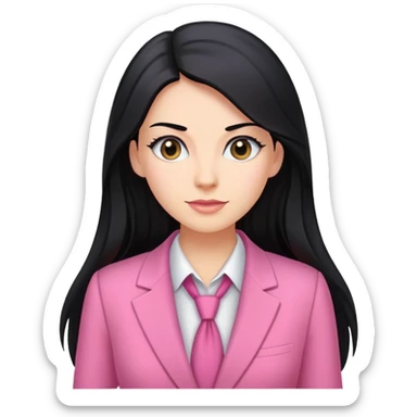Business chlothes pink woman caucasian long black hair girl sticker