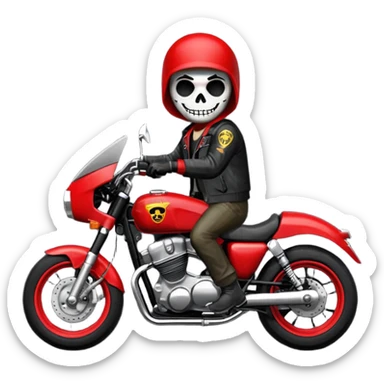 "Emoji pequeno em preto e vermelho, não humano, representando '01' (liderança) de um motoclube estilo Grand Theft Auto V. Usar caveira ou símbolo sombrio com o número '01' integrado. Estilo minimalista, traços fortes, fundo transparente sticker