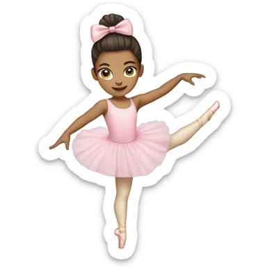A young lightskin girl wearing a light pink bow doing ballet  sticker
