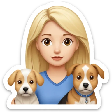 Blonde haired woman with her three different breeds of dogs sticker