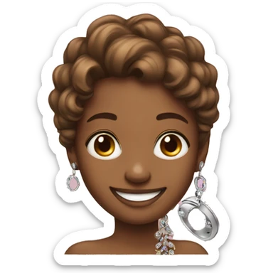 smiling girl with phone jewelry with brown eyes sticker