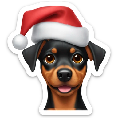 Miniature Pinscher Christmas hat sticker