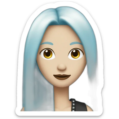 white punk jazz singer with blue straight long hair, woman, 43 years old sticker