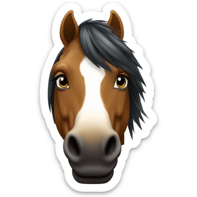 tête de poney petit avec un tache blanche sur la tête et les crins noirs sticker