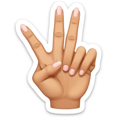 Hand with the thumb, pointer, and middle fingers all out and the ring and pinky closed sticker