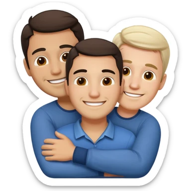 1 Hispanic and 2 white gay guys as a throuple sticker