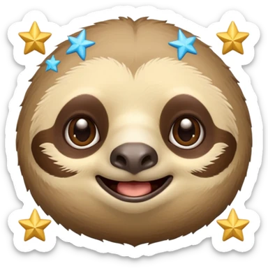 Perezoso que tenga dos  estrellas en los ojos  y este sonriendo  tipo bimoji de iPhone pero de perezosos  sticker