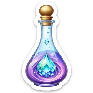 An ornate beautiful crystal vial containing a magical liquid sticker
