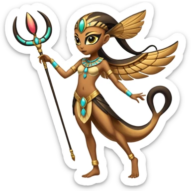 Ancient Egyptian Exotic Colorful Tropical Meloetta-Venom-Heliolisk-Helioptile-fusion, full body, tribal markings  sticker