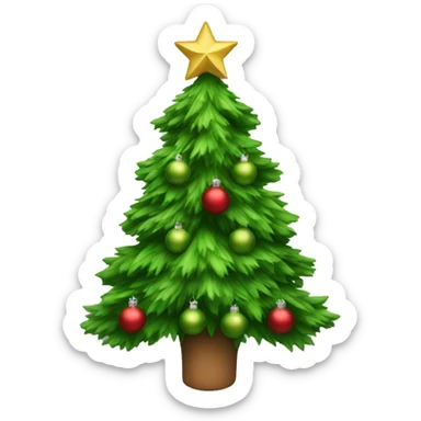 A Christmas tree with green ornaments sticker