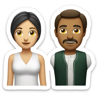 a white mexican woman with a dar mexican man sticker