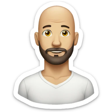 Bald man with tattoos and beard  sticker