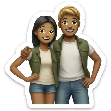 smiling boy and girl in outdoor setting sticker