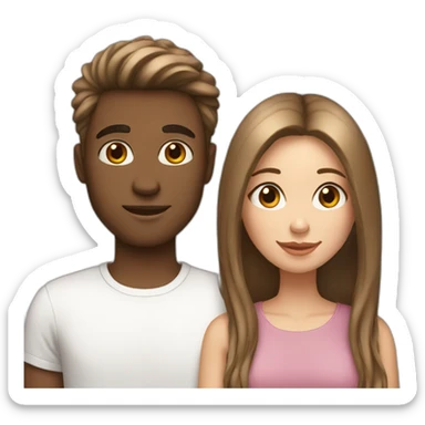 White brown hair girl with boyfriend sticker