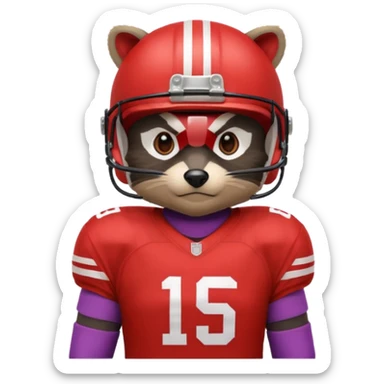 american football player raccoon red sticker