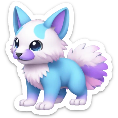 Cute cool white blue purple pink animal hybrid Fakemon full body sticker