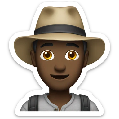 casual male portrait with hat sticker