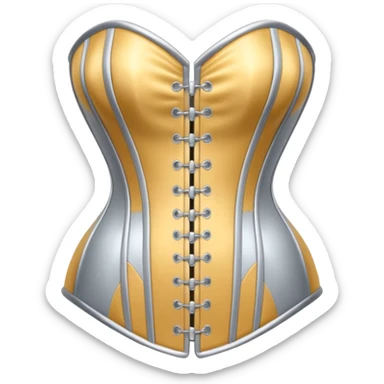 A luxury corset emoji made of silver chrome, smooth metallic curves, minimal fashion silhouette, glossy reflections, sensual high-end aesthetic, iOS emoji style, centered, clean white background sticker