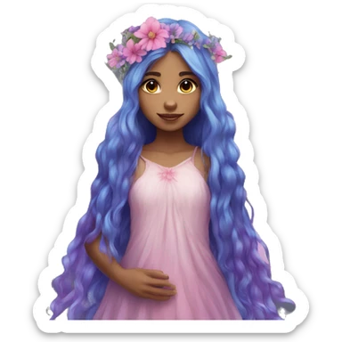 Beautiful, flower, fairy, pink, blue, purple, long hair, big wings sticker