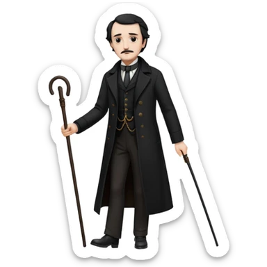 full length edgar allan poe  walking sticker
