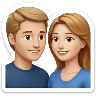 a person chatting up another person, one white male, one white woman facing each other talking sticker