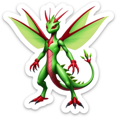  Cool Edgy Shiny Futuristic Ethereal Legendary Scizor-Digimon-Schyther-Flygon-hybrid full body sticker