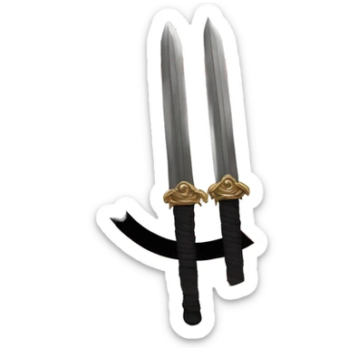 One diagonal black stripe centered between two red stripes. Superimposed on the black stripe is a blunted sword surrounded by a golden wreath of fig leaves. sticker