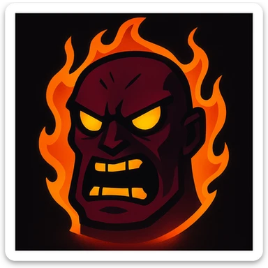 Make the red, angry, plasma-like humanoid monster darker, keeping the glowing effect sticker