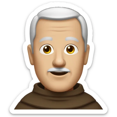 A middle-aged white male friar with a grizzled appearance, buzz cut, and a square jaw. sticker
