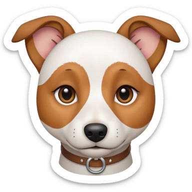 a fully white jack russell the size of a kelpie with light brown ears and a light brown patch on one eye sticker