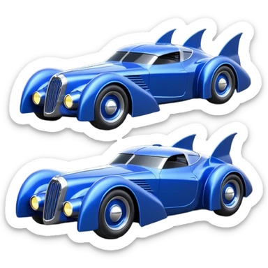  the animated series aerodynamic alien opulent dark knight futuristic concept Batmobile loosely based on 1936 cord 812(flat long straight faceted mechanical body) winged stealthy blue flat headlight covers street hot rod  sticker
