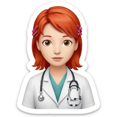 doctor with redhairclips  sticker