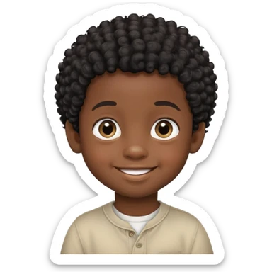 smiling face, toddler boy, African, big eyes, dark skin, black curly hair sticker