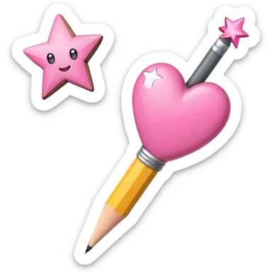 pink heart shooting star effect on end of a sticker