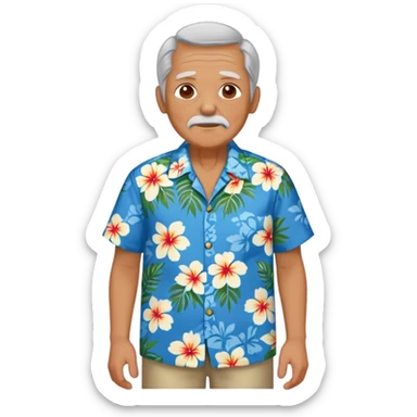 old man with hawai blue floweral shirt  full body  sticker