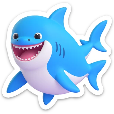 baby shark, cute, rounded, blue and white, no text sticker
