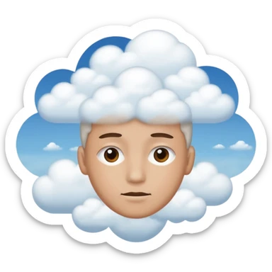 zoned out face with clouds floating around its head as if you are spaced out sticker