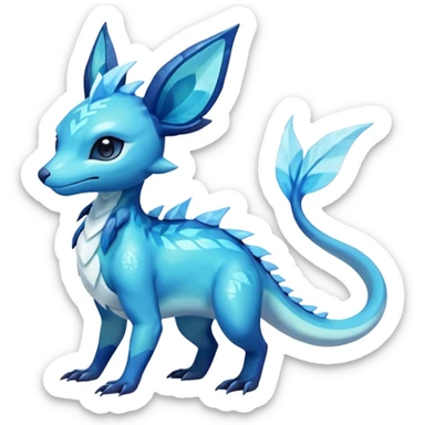 Colorful Iridescent Exotic Salandit-Aurorus-Glaceon-Fakémon-hybrid-creature (full body)  sticker