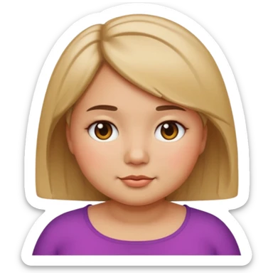 create a girl emoji with shoulder length short hair, chubby cheeks, straight hair and tan skin sticker